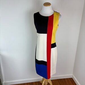 St. John Collection Vintage Color Block Mod Shift Dress Size 6